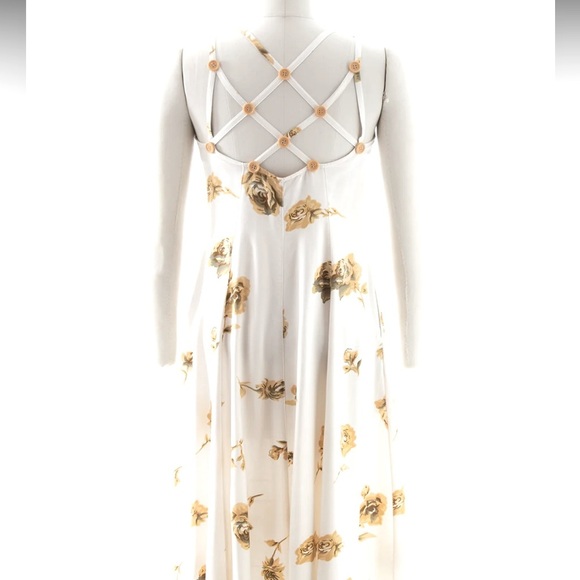 Vintage lattice caged back sundress size 14 Large floral roses pockets - Picture 8 of 8